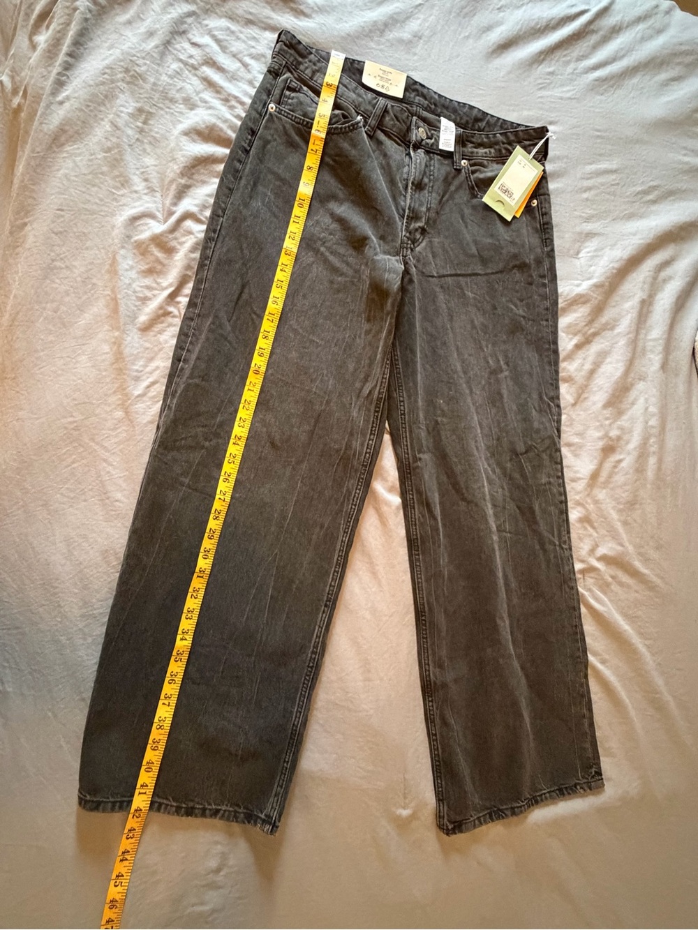 H&M Women's Wide Leg Jeans - Washed Black - Picture 2 of 4